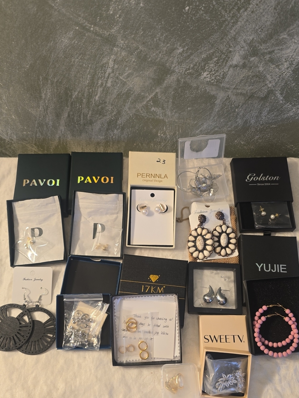 13 Earring Bundle, Mixed Lot, Pierced All New Most With Boxes